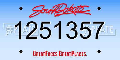 1251357 South Dakota License Plate