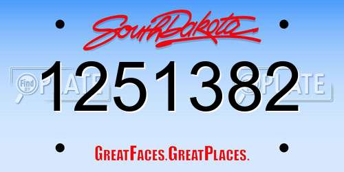 1251382 South Dakota License Plate