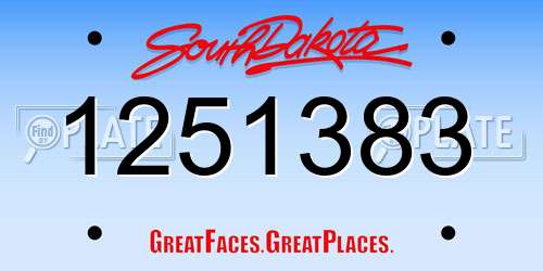 1251383 South Dakota License Plate