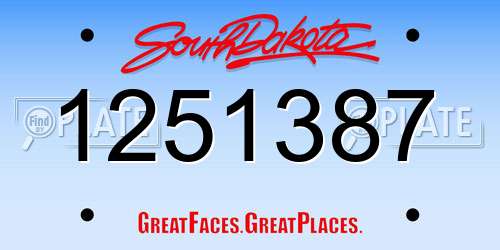 1251387 South Dakota License Plate