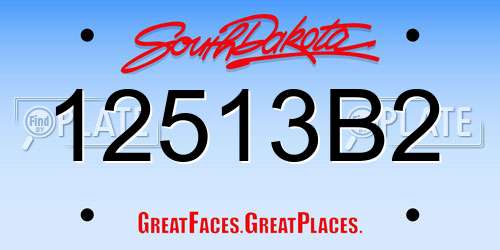12513B2 South Dakota License Plate