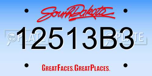 12513B3 South Dakota License Plate
