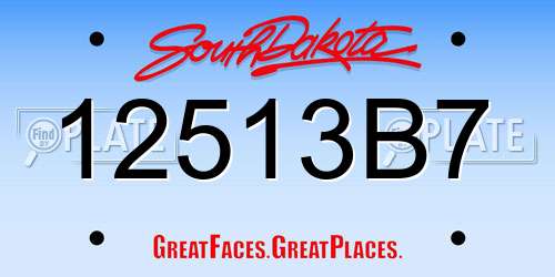12513B7 South Dakota License Plate