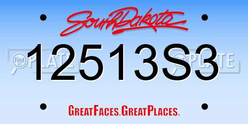 12513S3 South Dakota License Plate