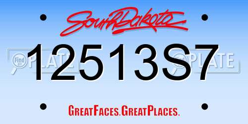 12513S7 South Dakota License Plate