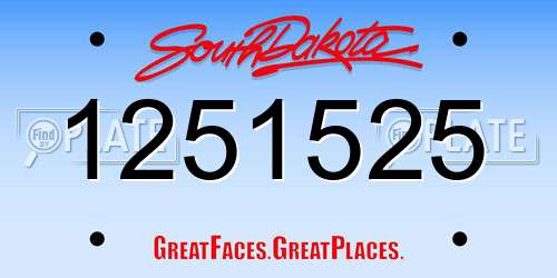 1251525 South Dakota License Plate