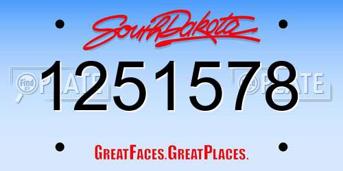 1251578 South Dakota License Plate