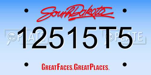 12515T5 South Dakota License Plate