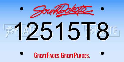 12515T8 South Dakota License Plate