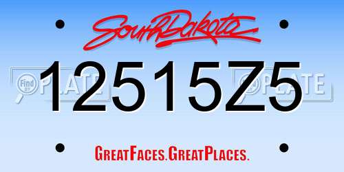 12515Z5 South Dakota License Plate