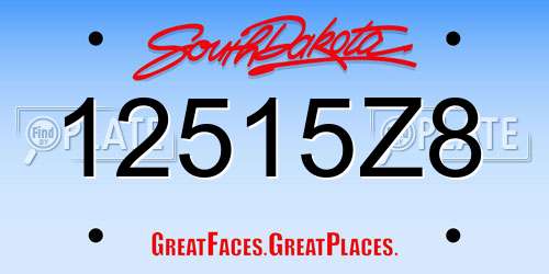 12515Z8 South Dakota License Plate