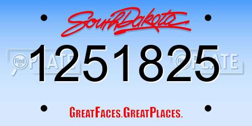 1251825 South Dakota License Plate