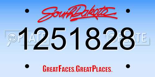 1251828 South Dakota License Plate