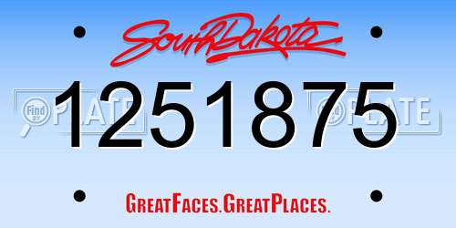 1251875 South Dakota License Plate