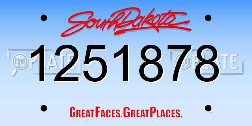 1251878 South Dakota License Plate