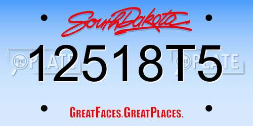 12518T5 South Dakota License Plate