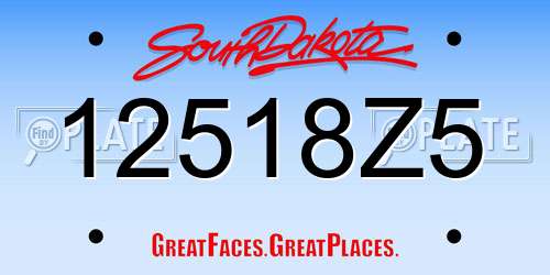 12518Z5 South Dakota License Plate