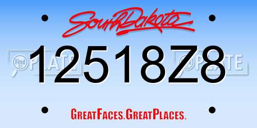 12518Z8 South Dakota License Plate