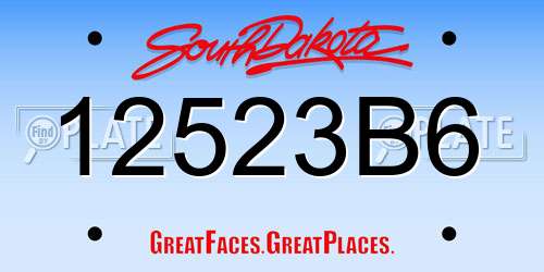 12523B6 South Dakota License Plate