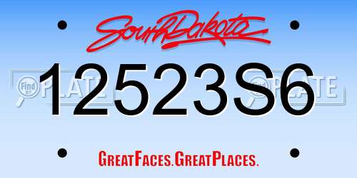 12523S6 South Dakota License Plate