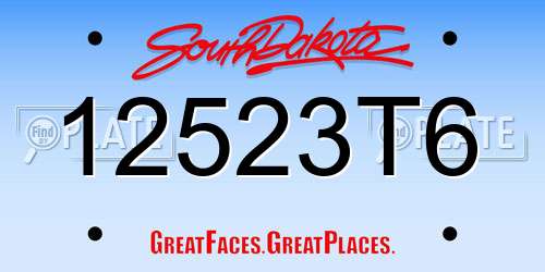 12523T6 South Dakota License Plate