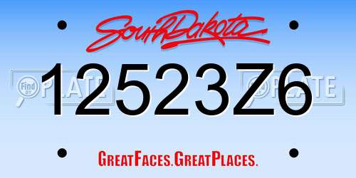 12523Z6 South Dakota License Plate