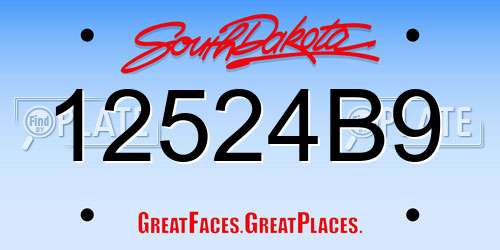 12524B9 South Dakota License Plate