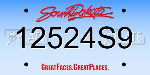 12524S9 South Dakota License Plate