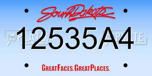 12535A4 South Dakota License Plate