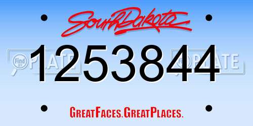 1253844 South Dakota License Plate