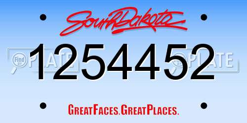 1254452 South Dakota License Plate