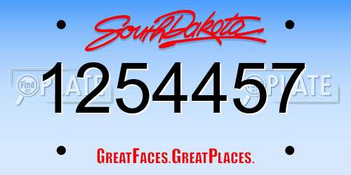 1254457 South Dakota License Plate