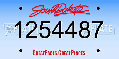 1254487 South Dakota License Plate