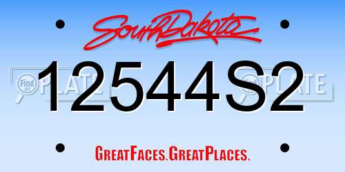 12544S2 South Dakota License Plate