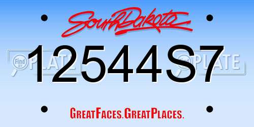 12544S7 South Dakota License Plate