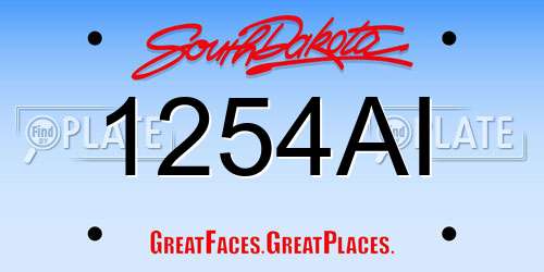 1254AI South Dakota License Plate