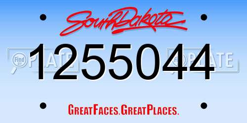 1255044 South Dakota License Plate