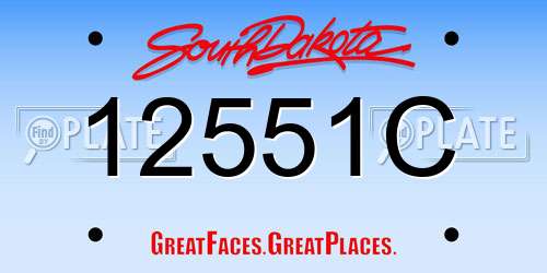 12551C South Dakota License Plate
