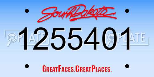 1255401 South Dakota License Plate