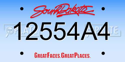12554A4 South Dakota License Plate