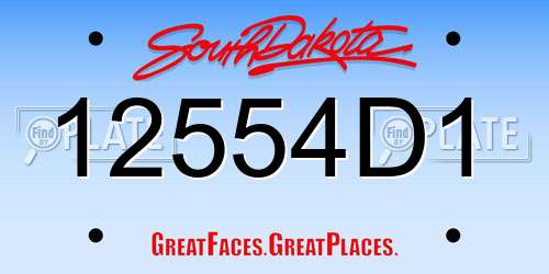 12554D1 South Dakota License Plate