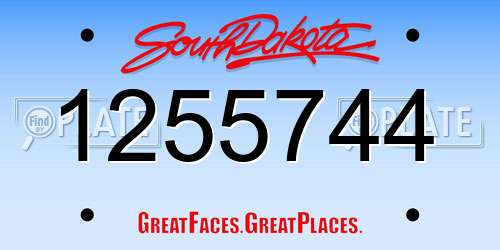 1255744 South Dakota License Plate