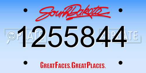1255844 South Dakota License Plate