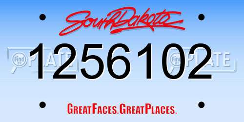 1256102 South Dakota License Plate