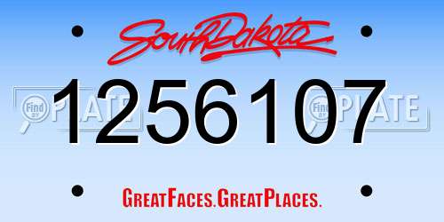 1256107 South Dakota License Plate