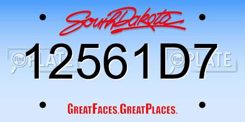 12561D7 South Dakota License Plate