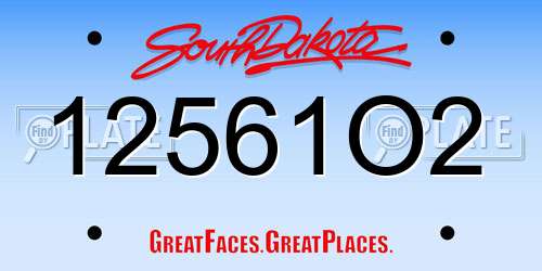 12561O2 South Dakota License Plate