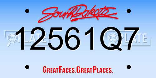 12561Q7 South Dakota License Plate