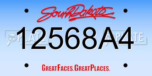 12568A4 South Dakota License Plate