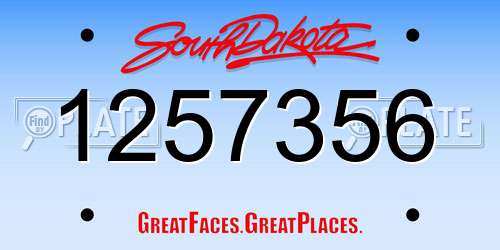 1257356 South Dakota License Plate